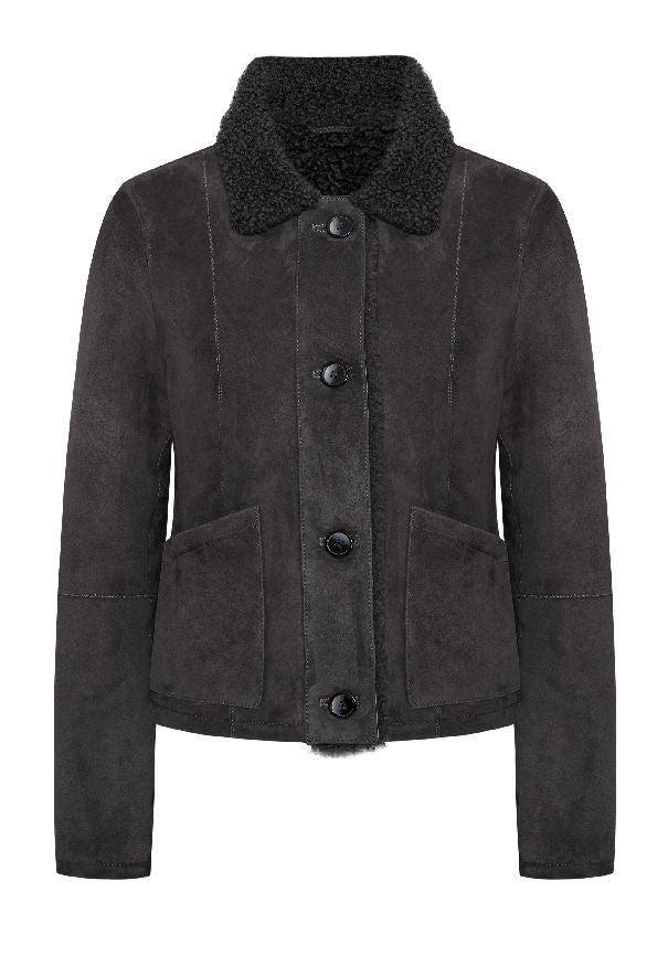 Luna Shearling Jacket - Rhino Gray