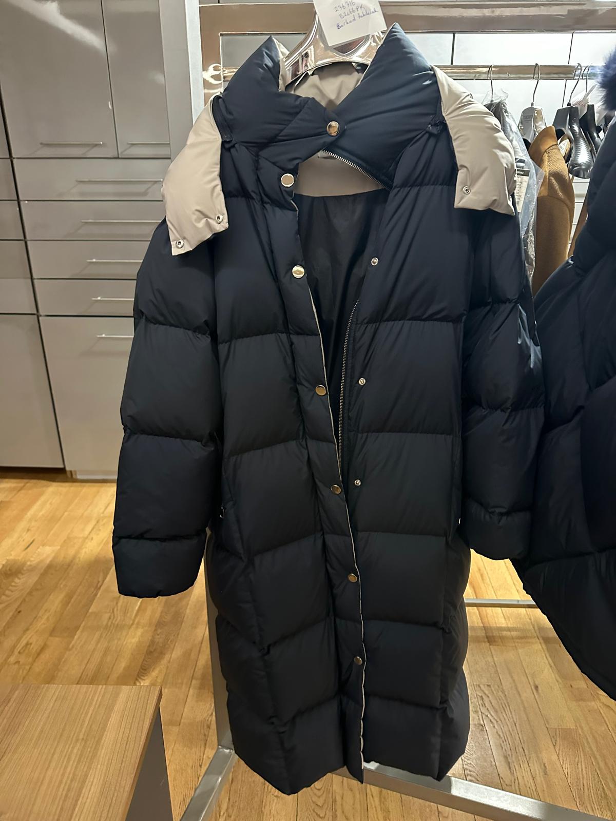 Lightweight Long Down Jacket - Navy
