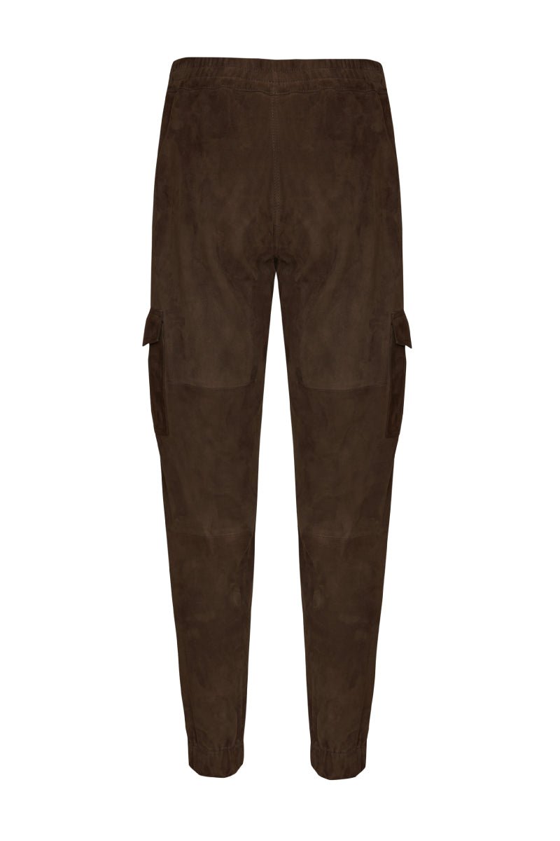 Florian Men’s Suede Leather Cargo Pants - Brown - Bigardini