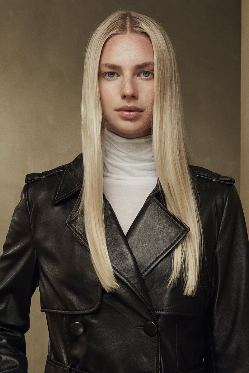 Victoria Women's Lambskin Leather Trench Coat - Dark Chocolate