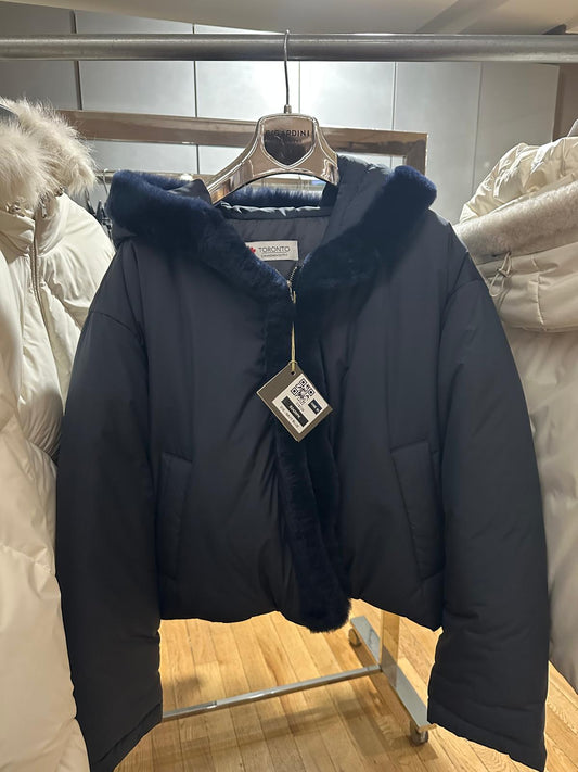 Lightweight Hooded Down Jacket - Navy - B2429PK