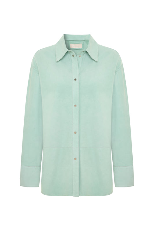 Olivia Leather Overshirt - Mint