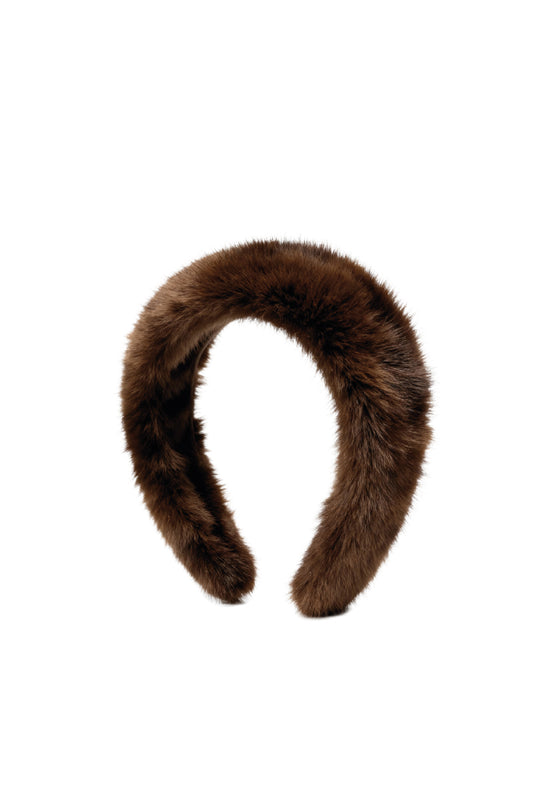 Velora Fur Headband - Dark Chocolate