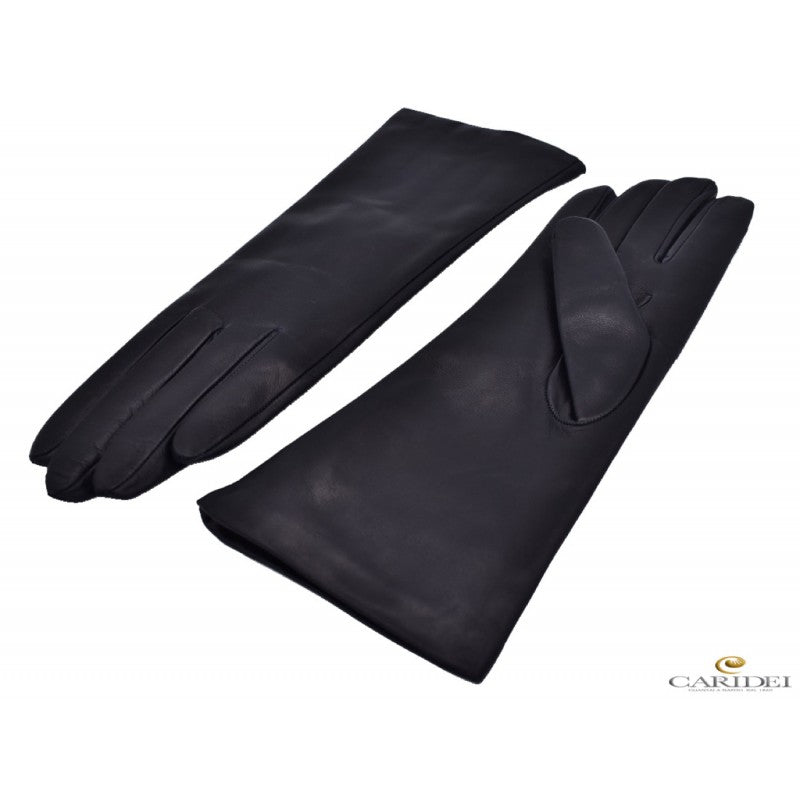 Solene Women's Long Leather Gloves - Black