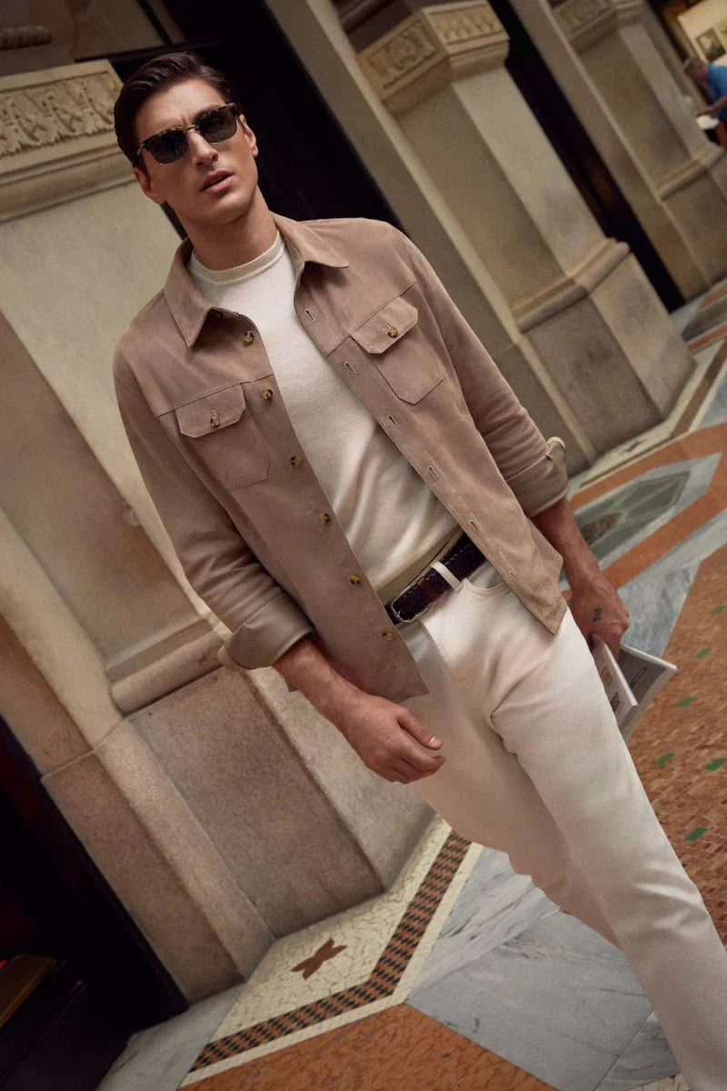 Adrien Suede Shirt - Vison - Bigardini