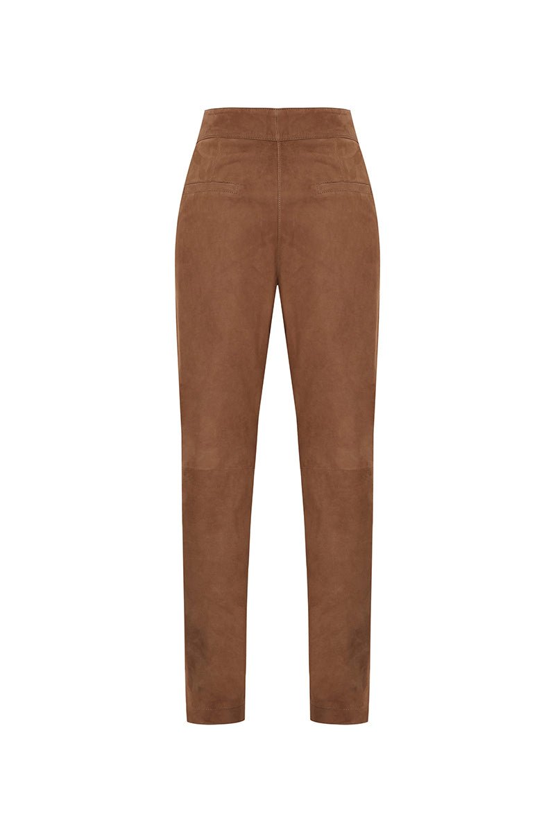 Alma Women's Straight - Leg Suede Leather Trousers - Bigardini