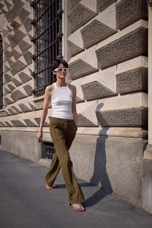 Ava Low-Waist Suede Pants - Bigardini