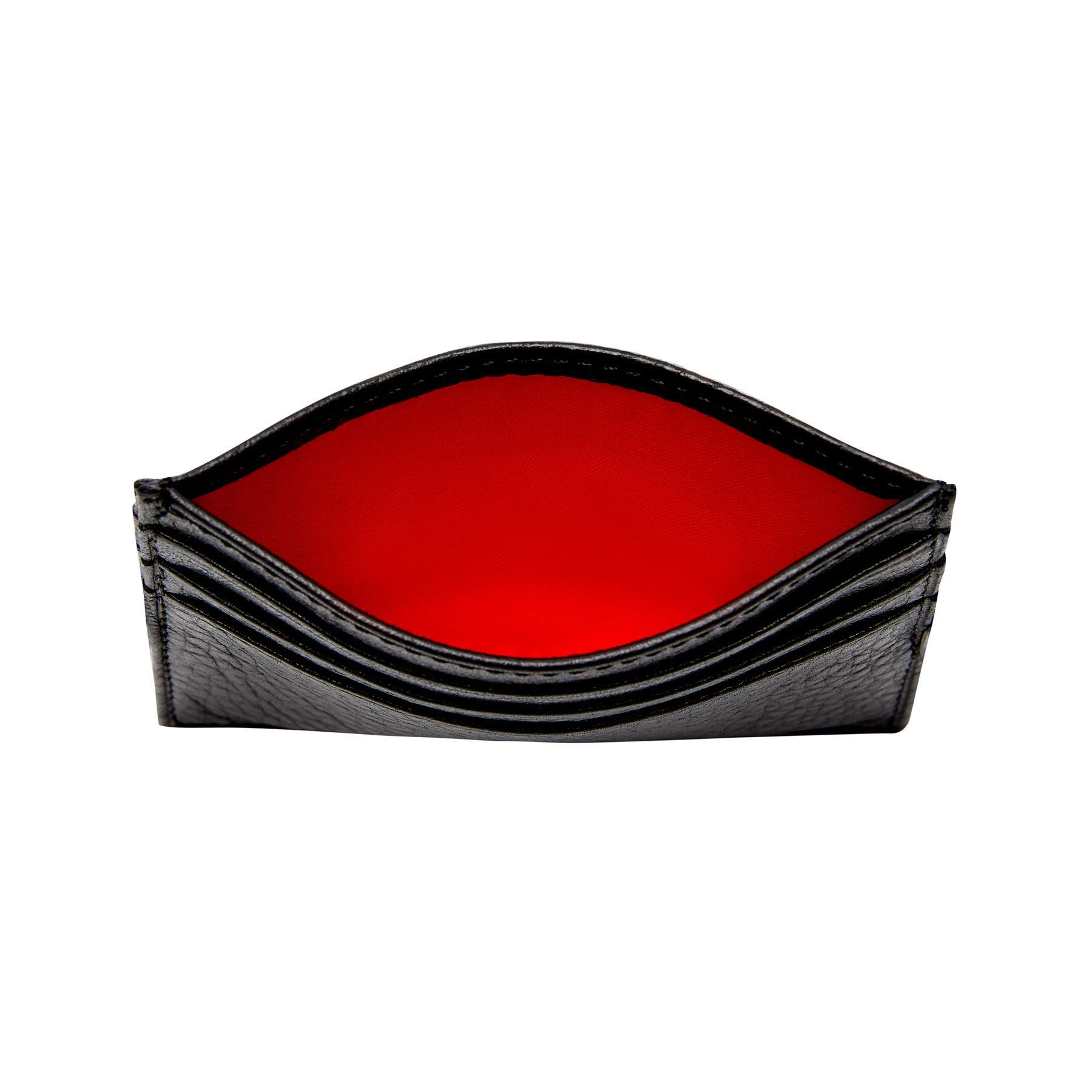 Black Floater Leather Slim Wallet - bigardinileather