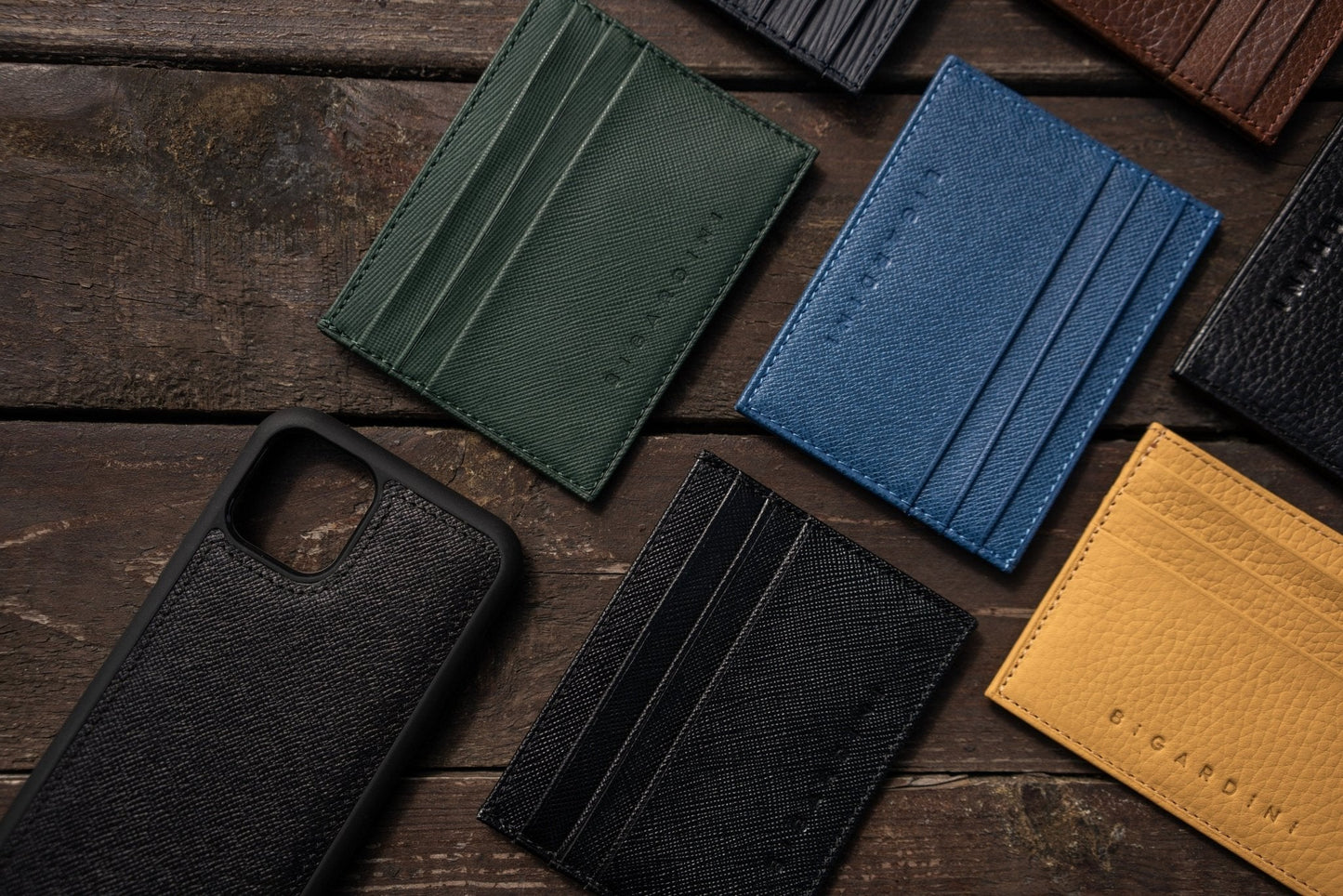 Black Saffiano Leather Slim Wallet - bigardinileather