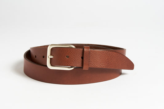 Cross Leather Belt - Brown