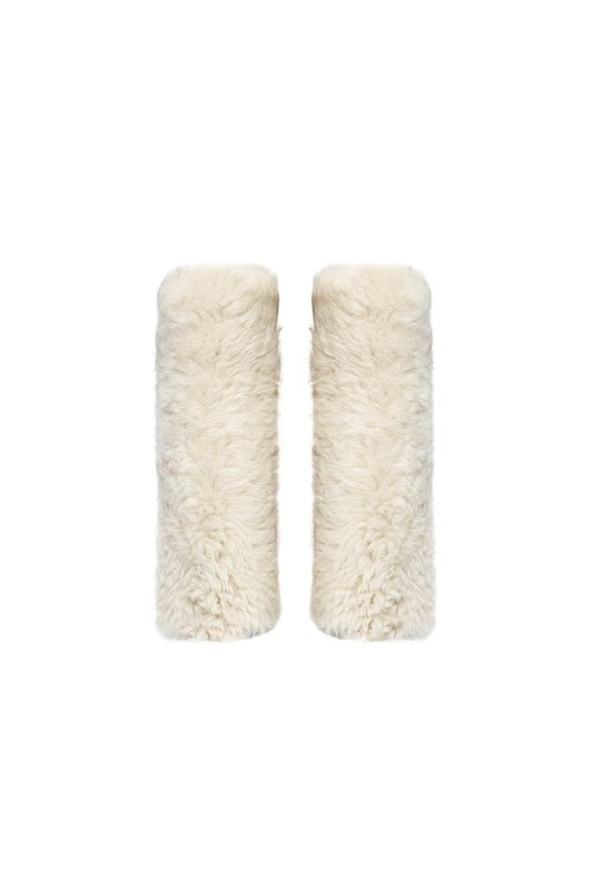 Evelina Women’s Tigrado Shearling Leg Warmers - Ivory - Bigardini