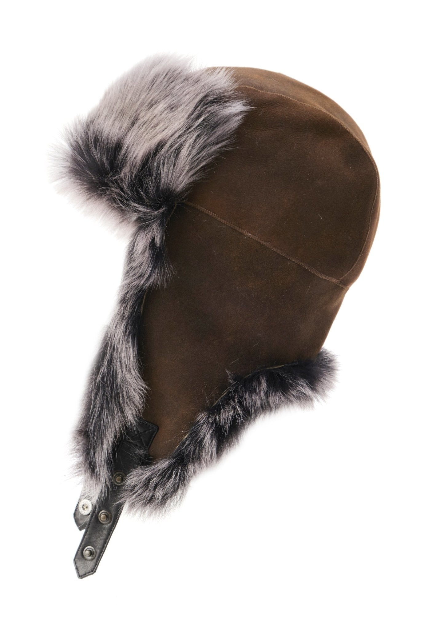 Everest Unisex Shearling Trapper Winter Hat - Brown - Bigardini Leather