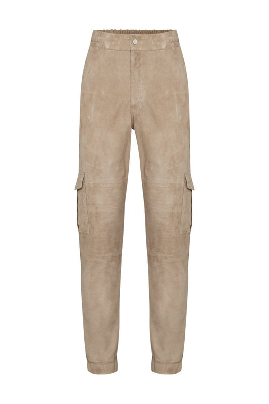 Florian Men’s Suede Leather Cargo Pants - Vison - Bigardini
