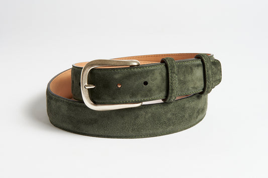 Genova Suede Leather Belt - Khaki