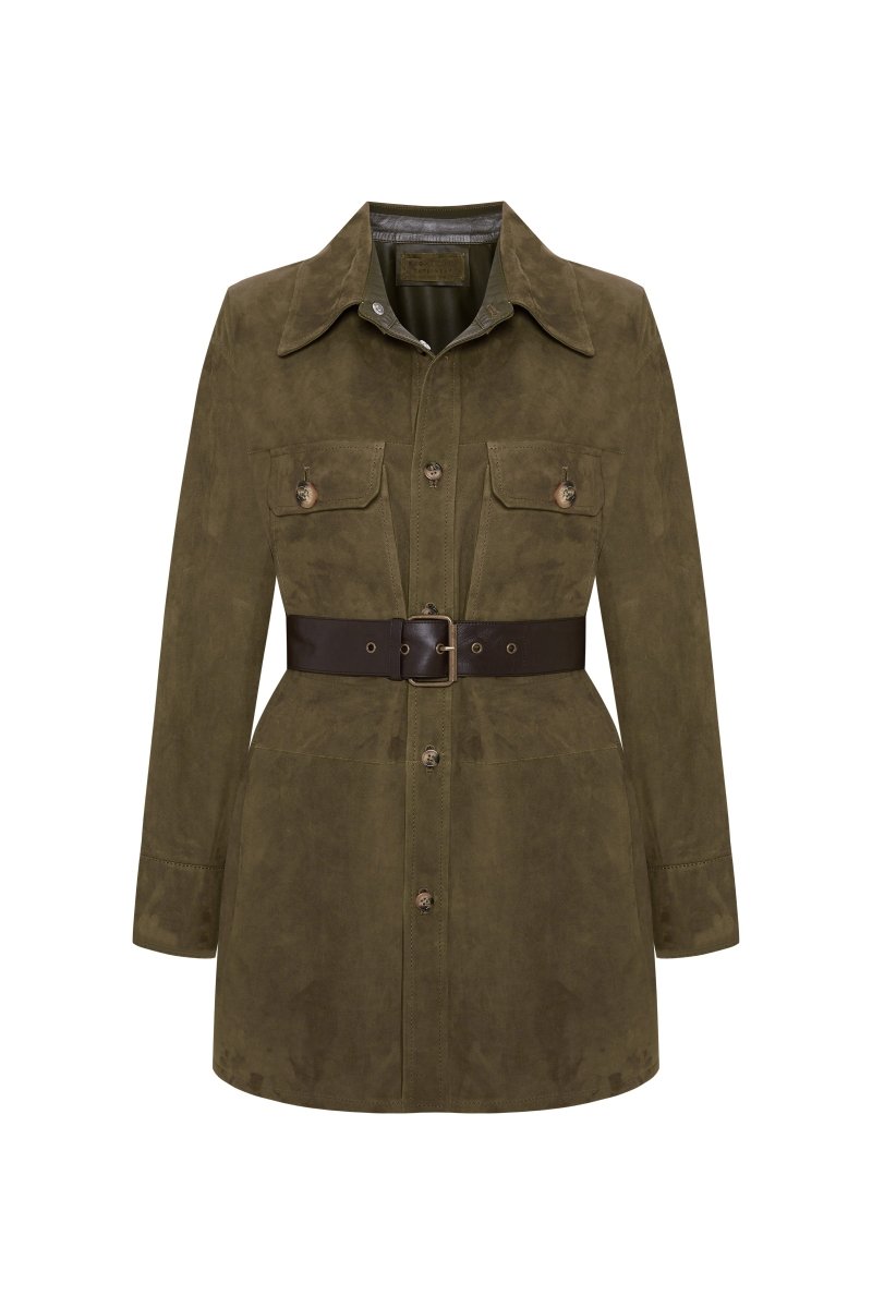 Gia Beltted Suede Shirt - Bigardini