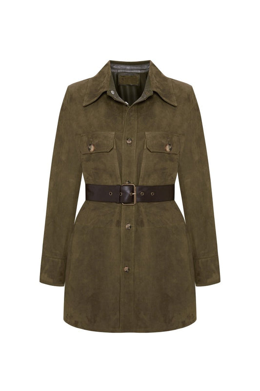 Gia Beltted Suede Shirt - Bigardini