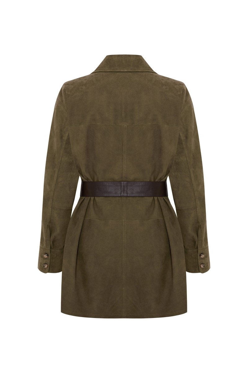 Gia Beltted Suede Shirt - Bigardini