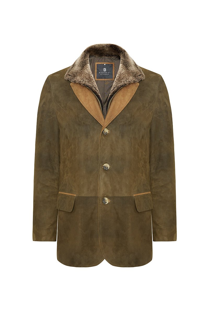 Giovanni Men's Winter Jacket with Shearling Collar - Safari - Bigardini
