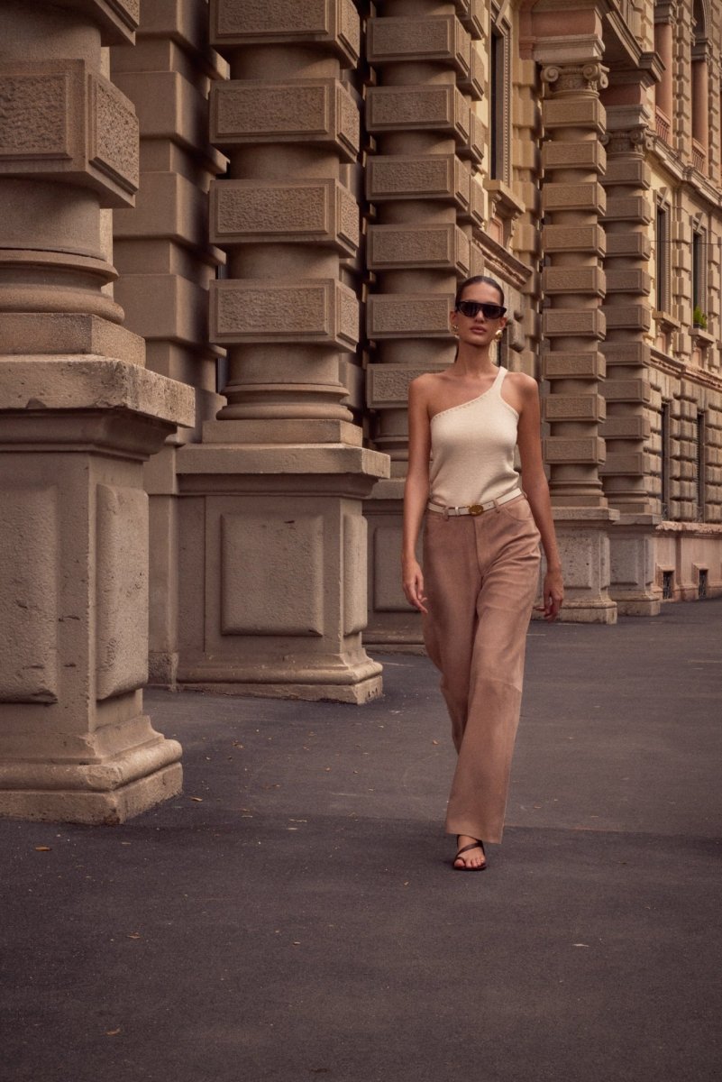 Helene Mid-Rise Nubuck Pants - Bigardini