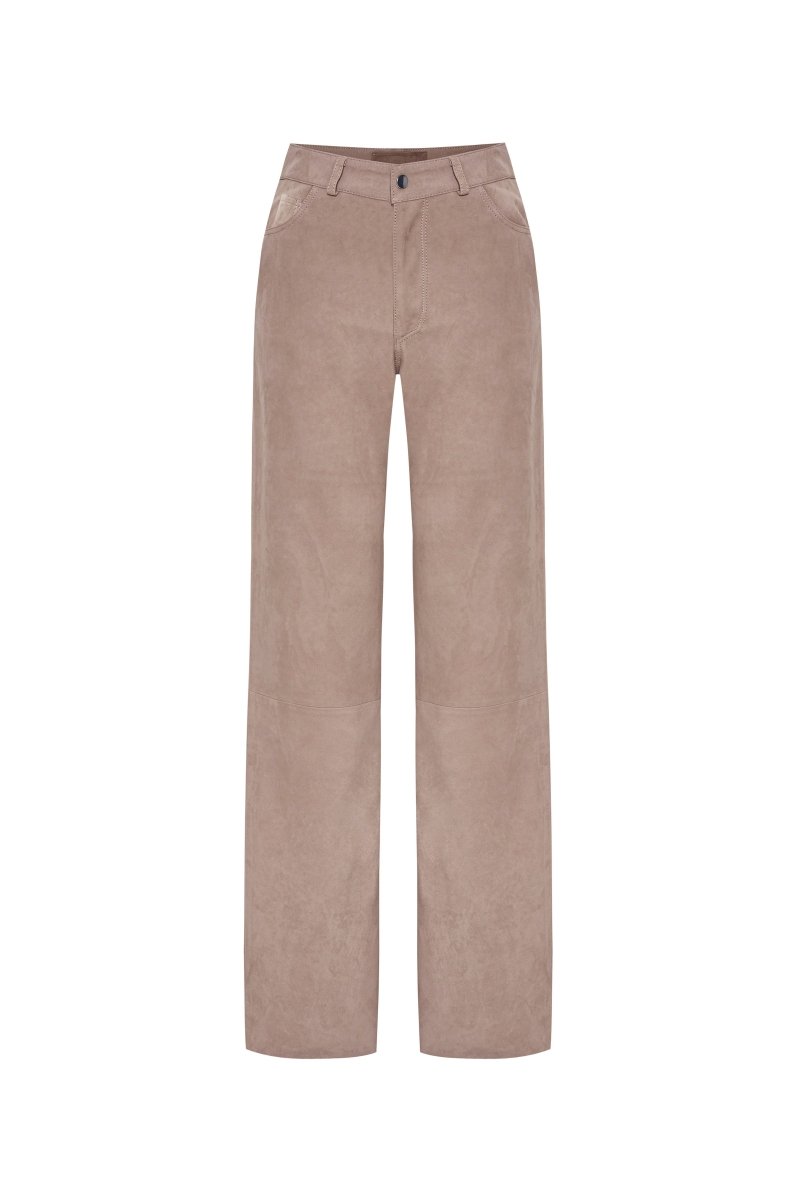 Helene Mid-Rise Nubuck Pants - Bigardini
