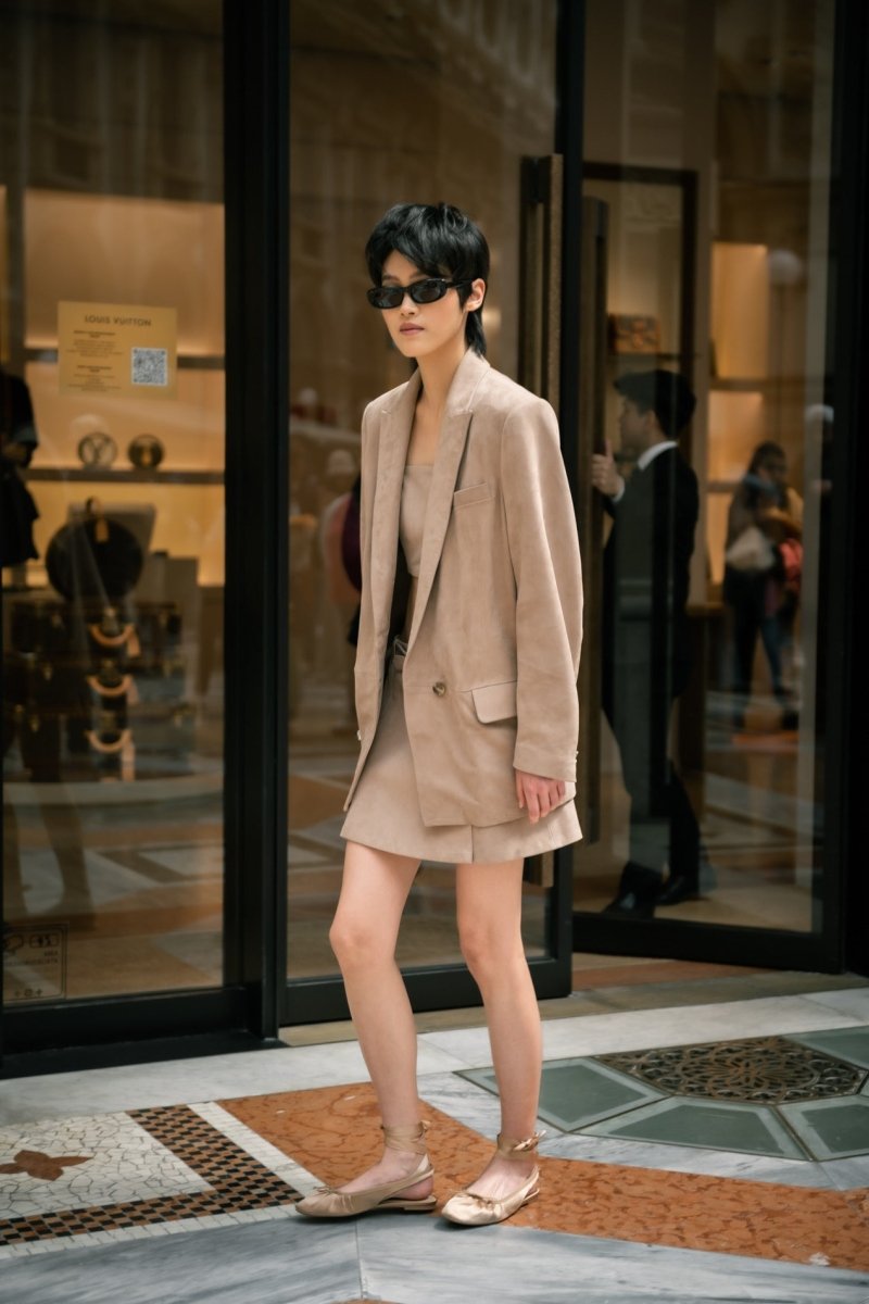 Ilaria Suede Oversize Blazer Jacket - Bigardini