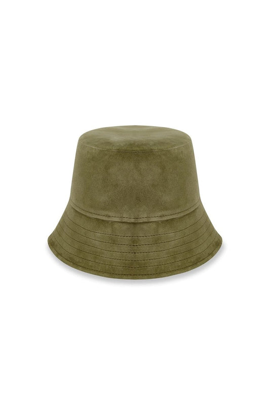 Kira Unisex Suede Bucket Hat - Khaki - Bigardini