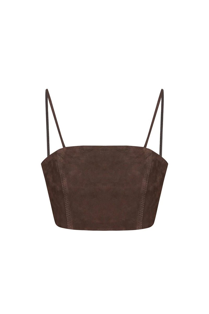 Livy Metis Suede Leather Bra - Chocolate - Bigardini
