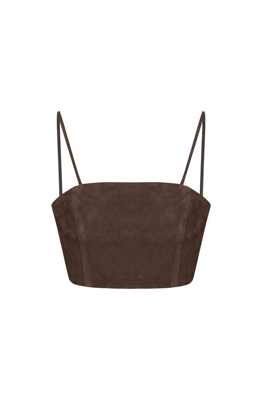 Livy Metis Suede Leather Bra - Chocolate - Bigardini