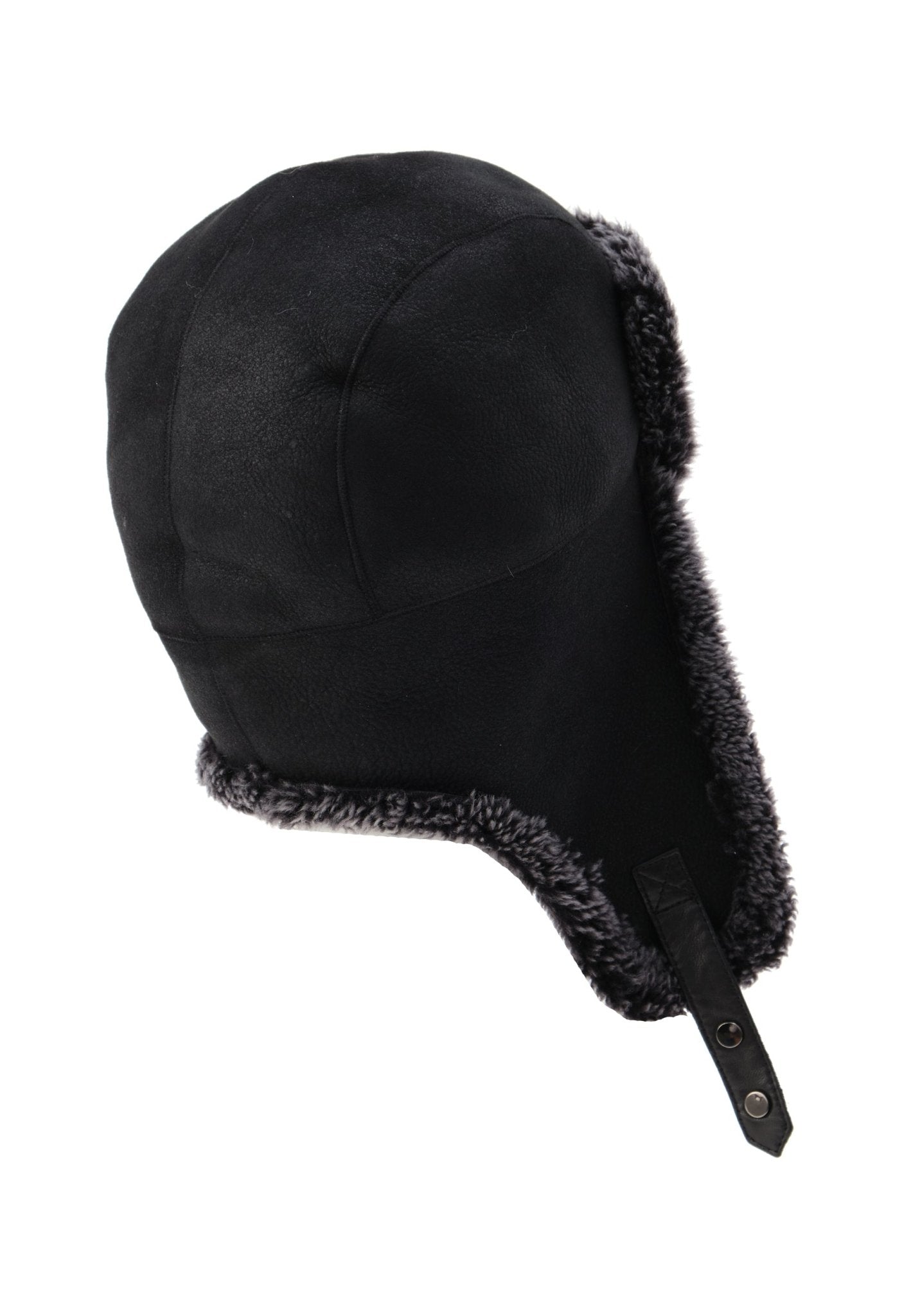 Logan Unisex Shearling Aviator Winter Hat - Black - Bigardini Leather