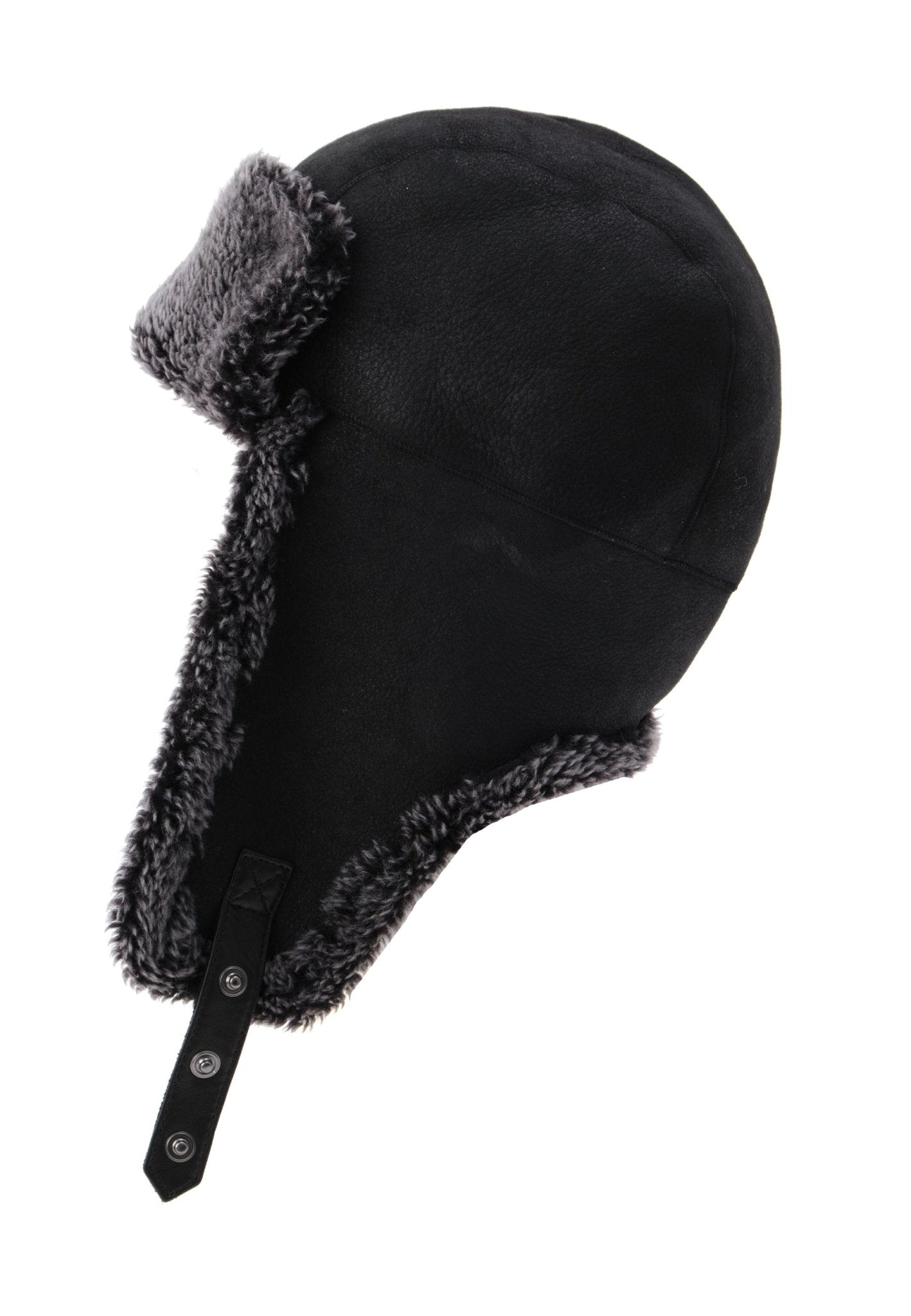 Logan Unisex Shearling Aviator Winter Hat - Black - Bigardini Leather