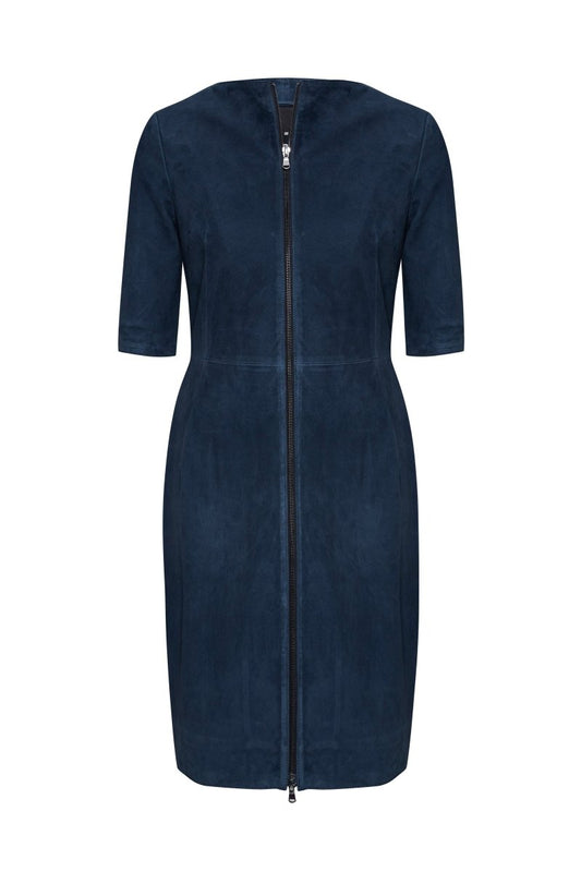 May Women’s Suede Midi Dress - Navy Blue - Bigardini