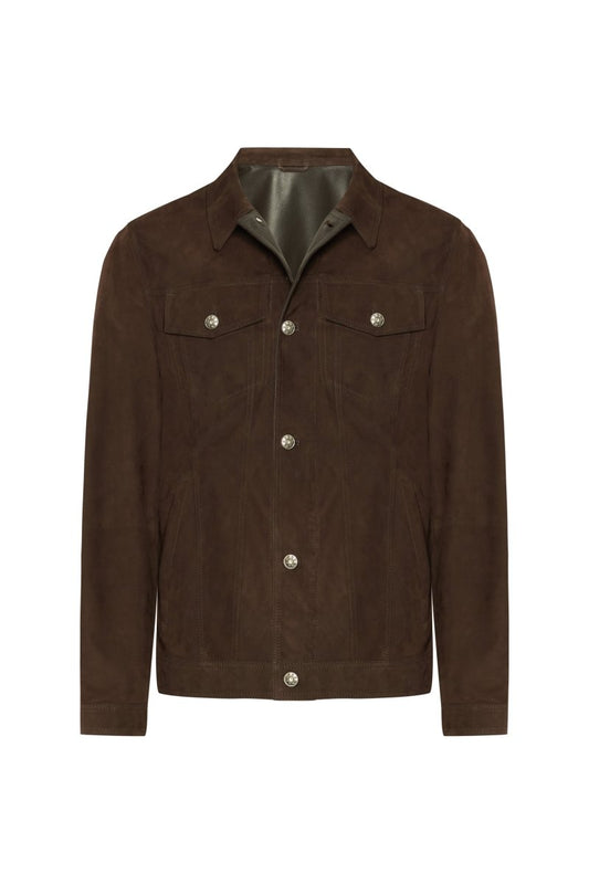 Piero Men’s Suede Jacket - Brown - Bigardini