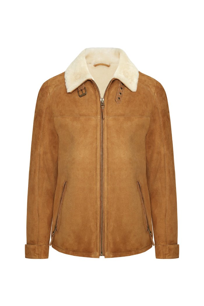 Ryan Men's Shearling Sheepskin Bomber Jacket - Mustard - Bigardini