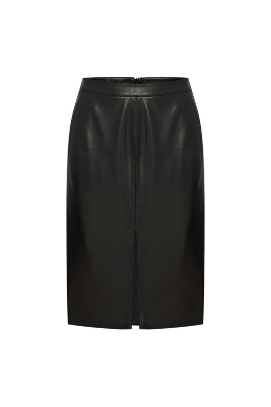 Simi Women's Pencil Skirt in Leather - Black - Bigardini