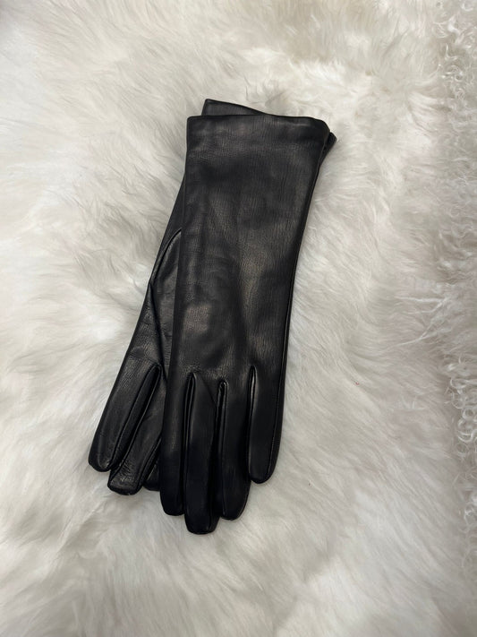 Solene Women's Long Leather Gloves - Black