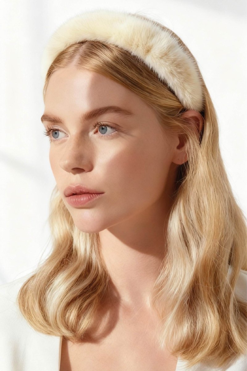 Velora Fur Headband - Snow White