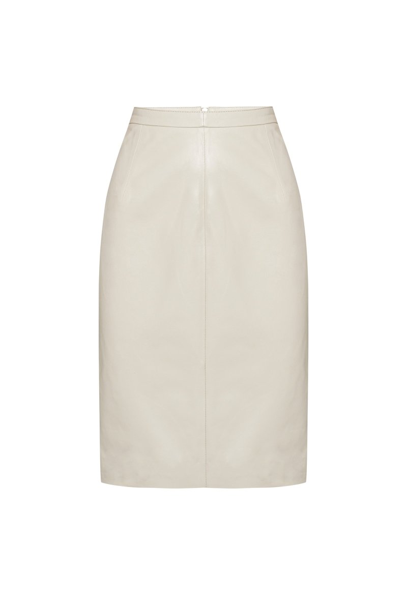 Vera Women’s Leather Midi Skirt - Beige - Bigardini