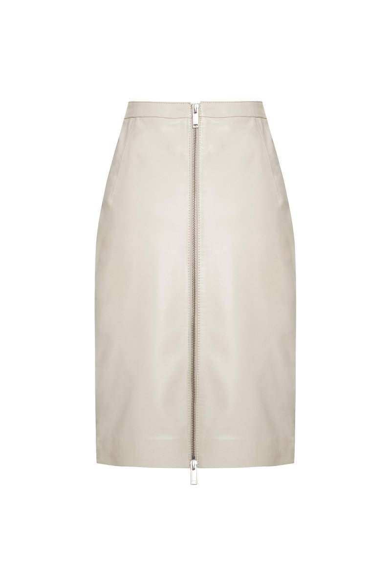 Vera Women’s Leather Midi Skirt - Beige - Bigardini
