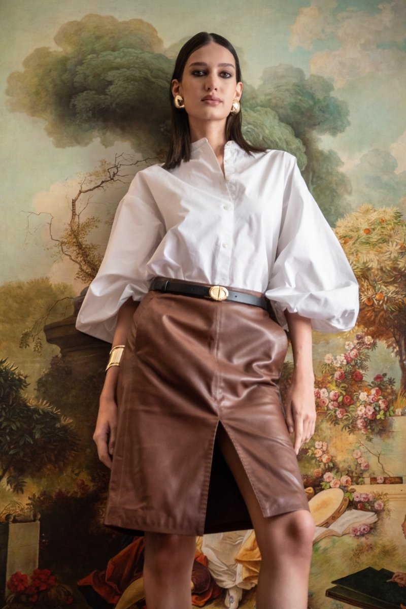 Viola Midi Leather Skirt - Bigardini